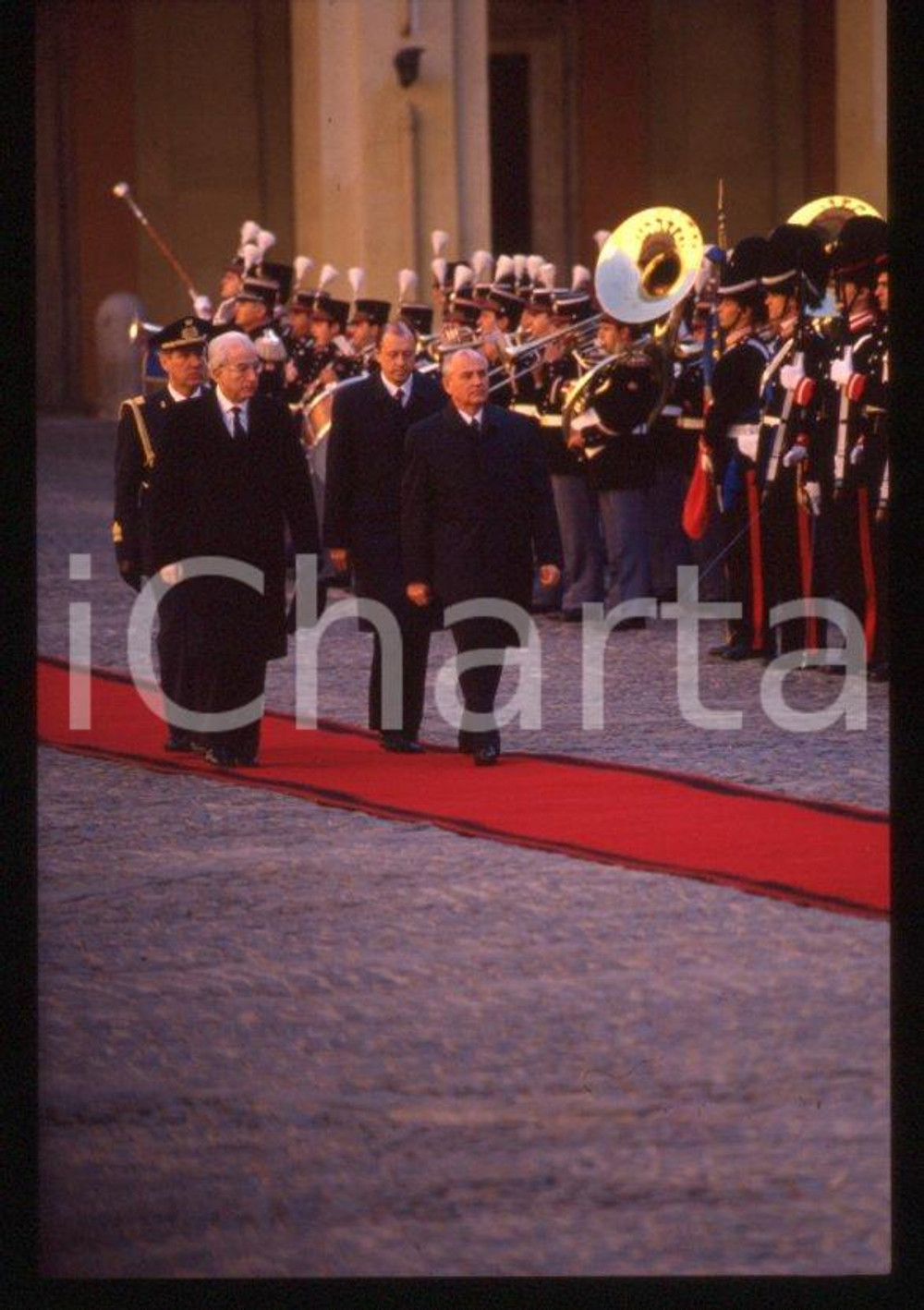 Fotografia d epoca originale 35mm vintage slide 1989 ROMA QUIRINALE Francesco COSSIGA Michail GORBACHEV 10 1