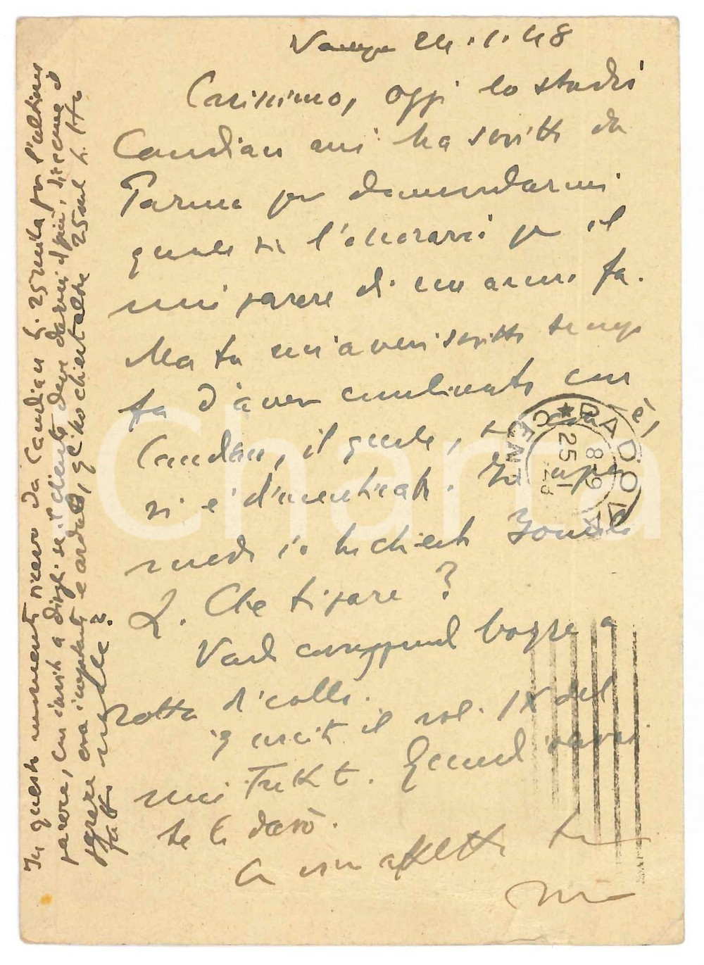 Autografo originale 1948 VENEZIA Cartolina Vincenzo MANZINI per parere giuridicoAutografo 1