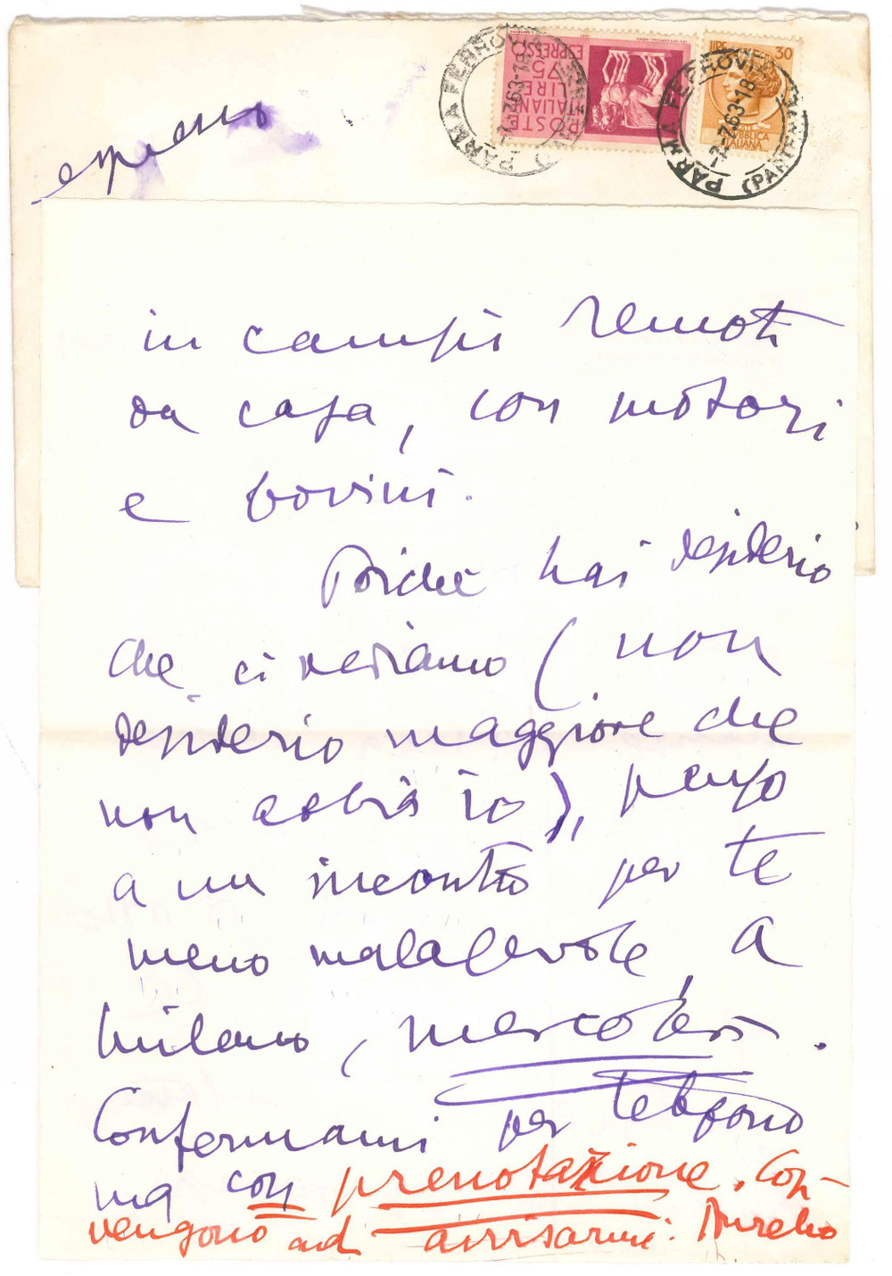 Autografo originale 1963 VIAROLO / PARMA Aurelio CANDIAN Odio carte e appuntamenti Autografo 1