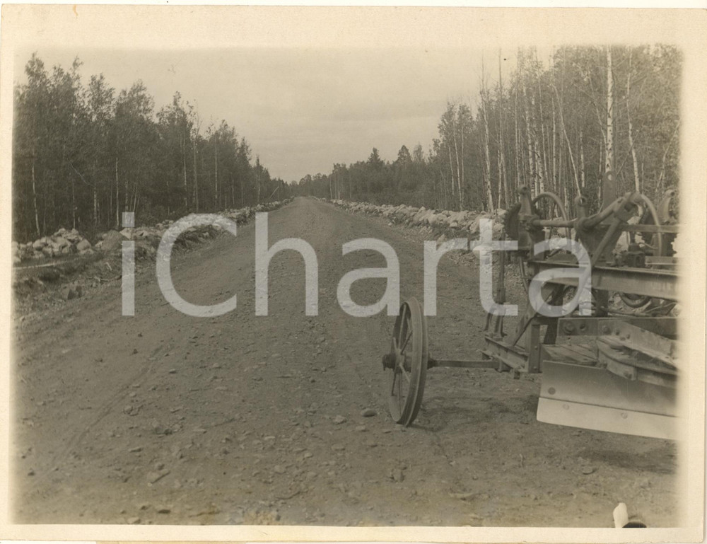 Fotografia d epoca originale 1935 Area di KONDOPOGA CARELIA, URSS Costruzione di strada carrareccia Foto 1