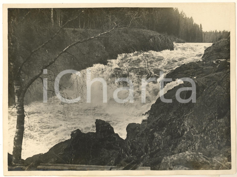 Fotografia d epoca originale 1935 KARELIA URSS KIVACH Falls on the Suna River  View Photo 24x18 cm 1