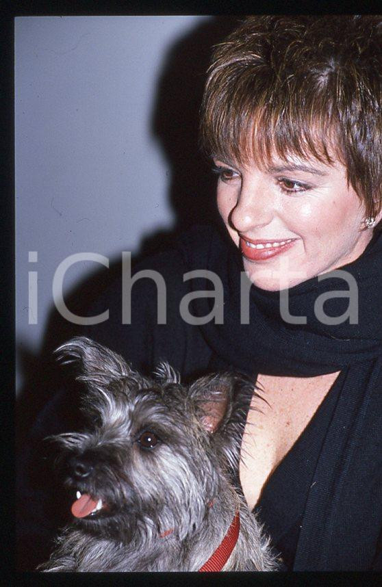 Fotografia d epoca originale Liza MINNELLI  Ritratto con il cane Lilly  MILANO 1989 35mm vintage slide 13 1