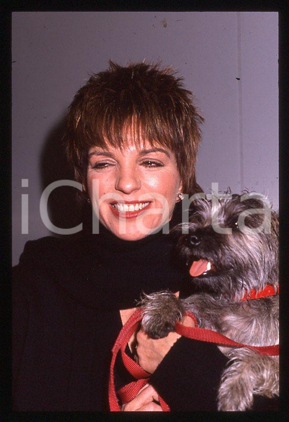 Fotografia d epoca originale Liza MINNELLI  Ritratto con il cane Lilly  MILANO 1989 35mm vintage slide 14 1