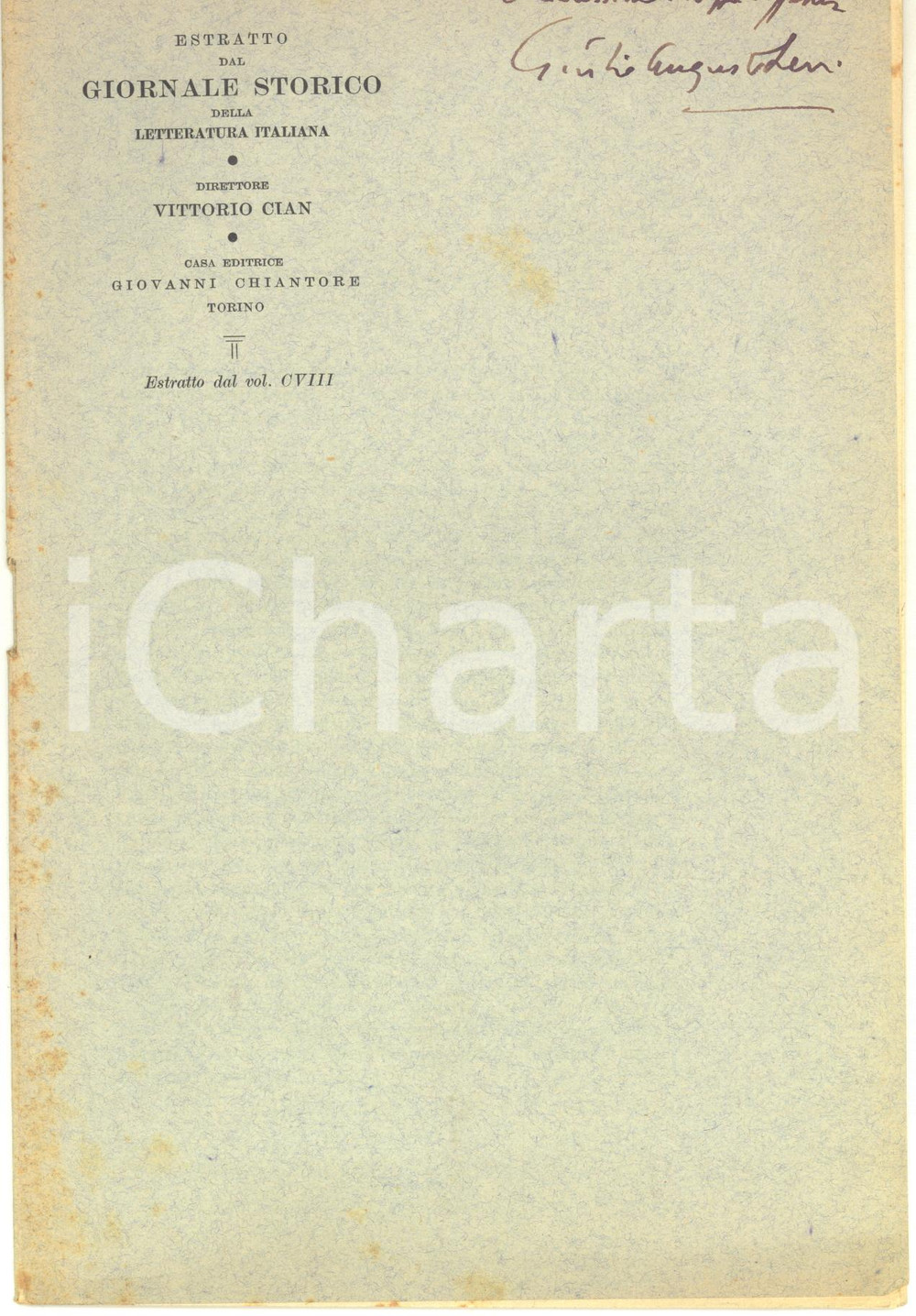 Libro, pubblicazione d epoca 1936 Giulio Augusto LEVI Estetica manzoniana  Invio autografo 21 pp. 1