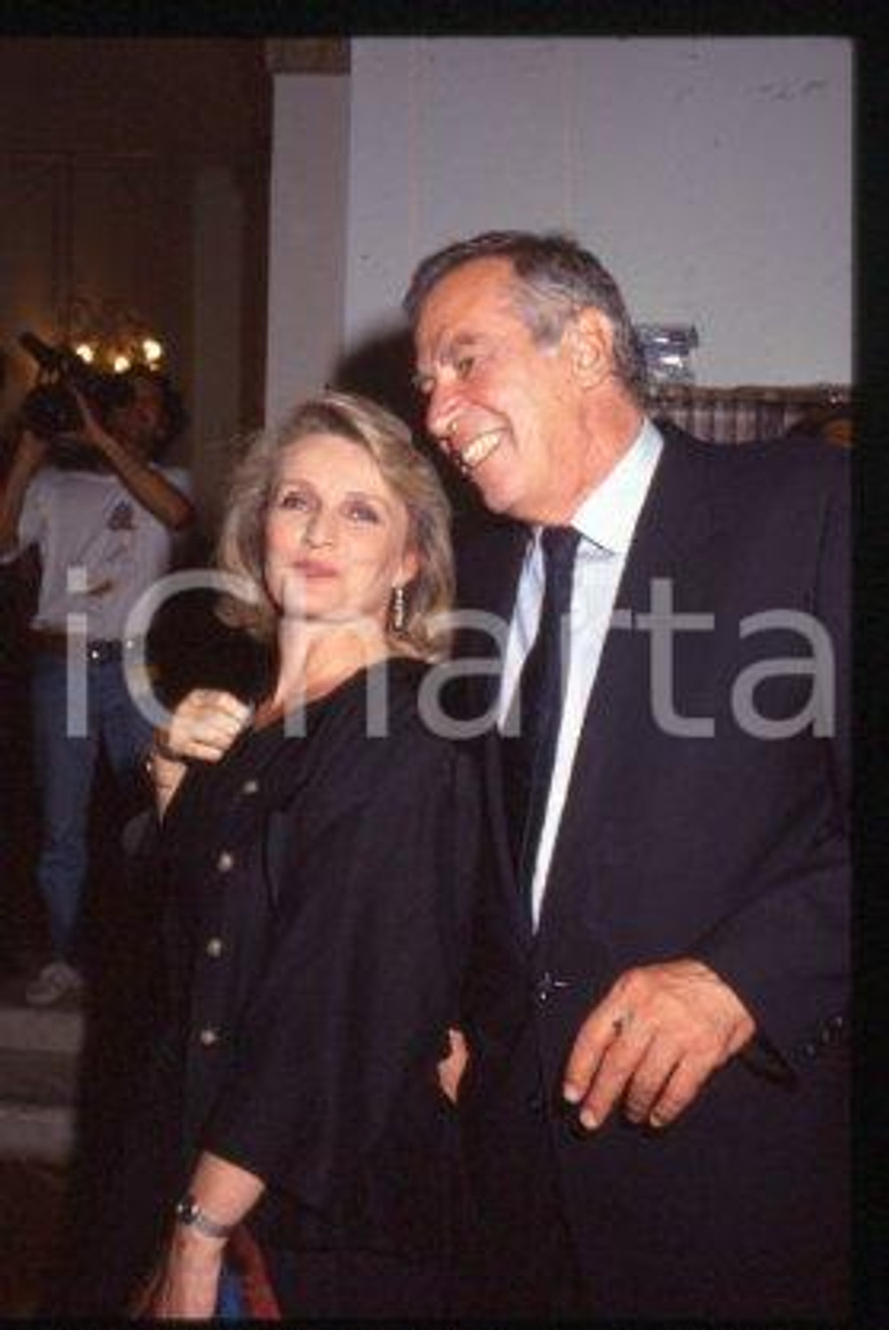 35mm vintage slide* 1991 VENICE Roger VADIM & wife Marie Christine BARRAULT (30)