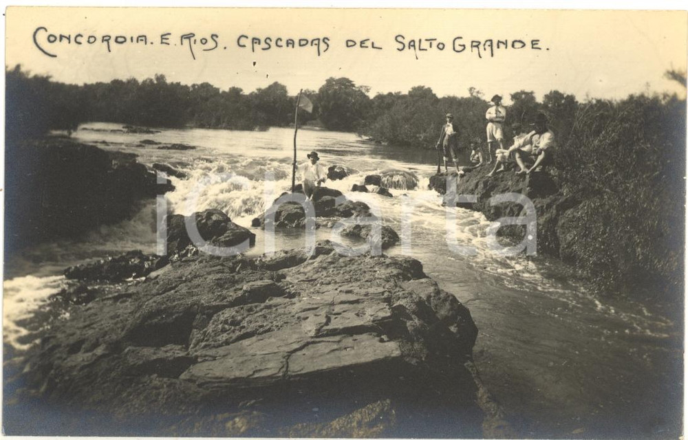 Fotografia d epoca originale 1920 ca CONCORDIA E. R. ARGENTINA Cascadas Salto Grande Photo CALVET animated 1