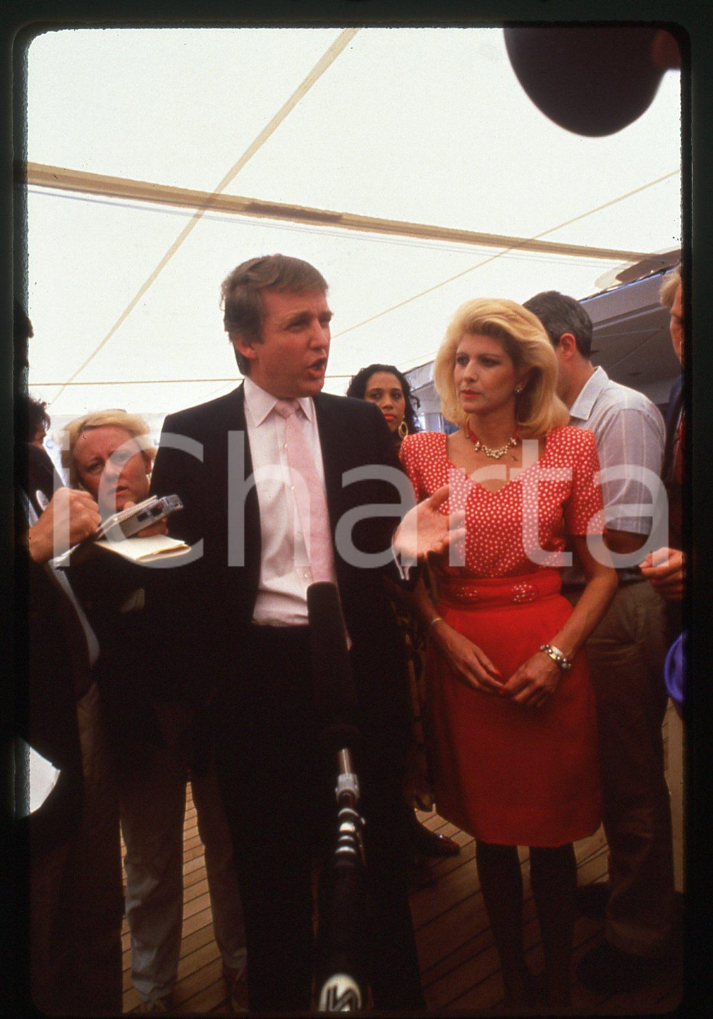 35mm vintage slide* 1988 NEW YORK Ivana and Donald TRUMP aboard TRUMP PRINCESS 6