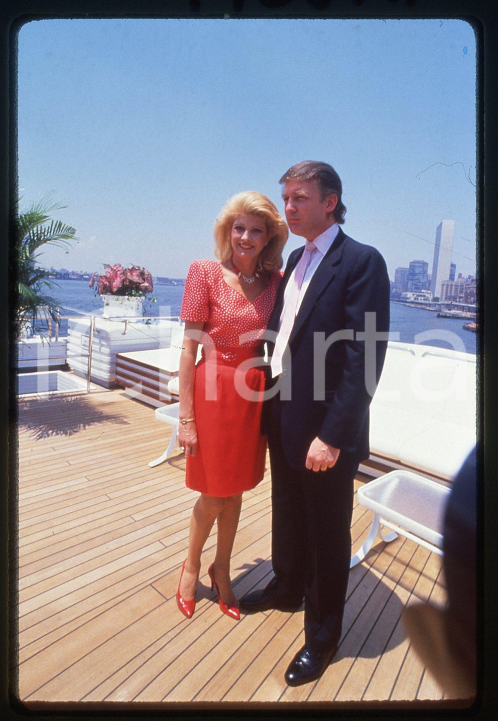 35mm vintage slide* 1988 NEW YORK Ivana and Donald TRUMP aboard TRUMP PRINCESS 7