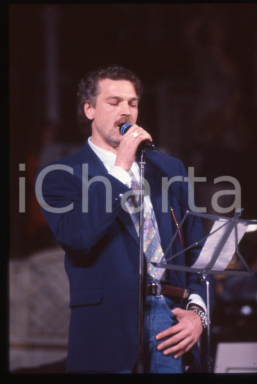 35mm vintage slide* 1993 SANREMO Gala UNICEF Stefano TACCONI durante le prove 3
