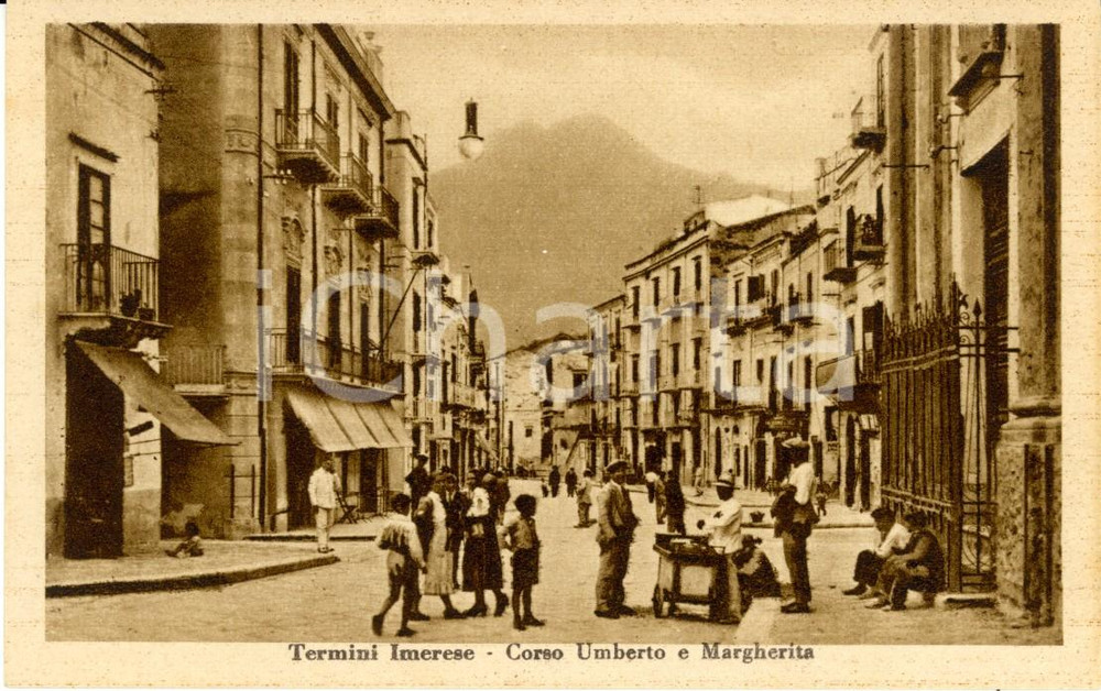 Cartolina originale da collezione 1930 ca TERMINI IMERESE Corso UMBERTO e MARGHERITA *Cartolina animata (6) 1