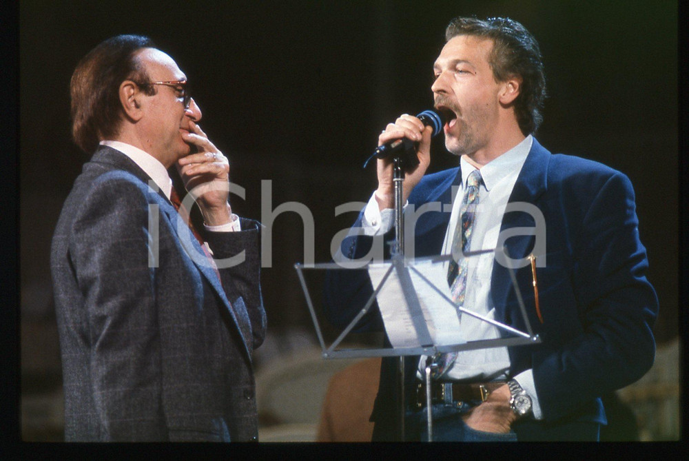 35mm vintage slide* 1993 SANREMO Gala UNICEF - Stefano TACCONI e Pippo BAUDO
