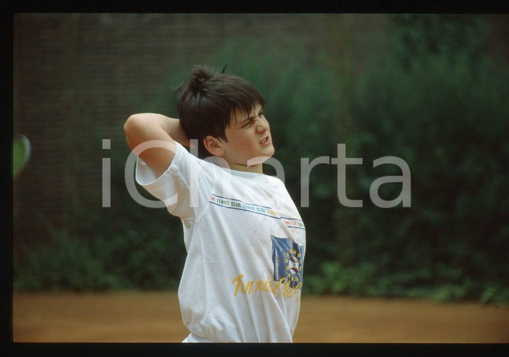 35mm vintage slide* 1991 PERUGIA - Augusto DE MEGNI gioca a tennis