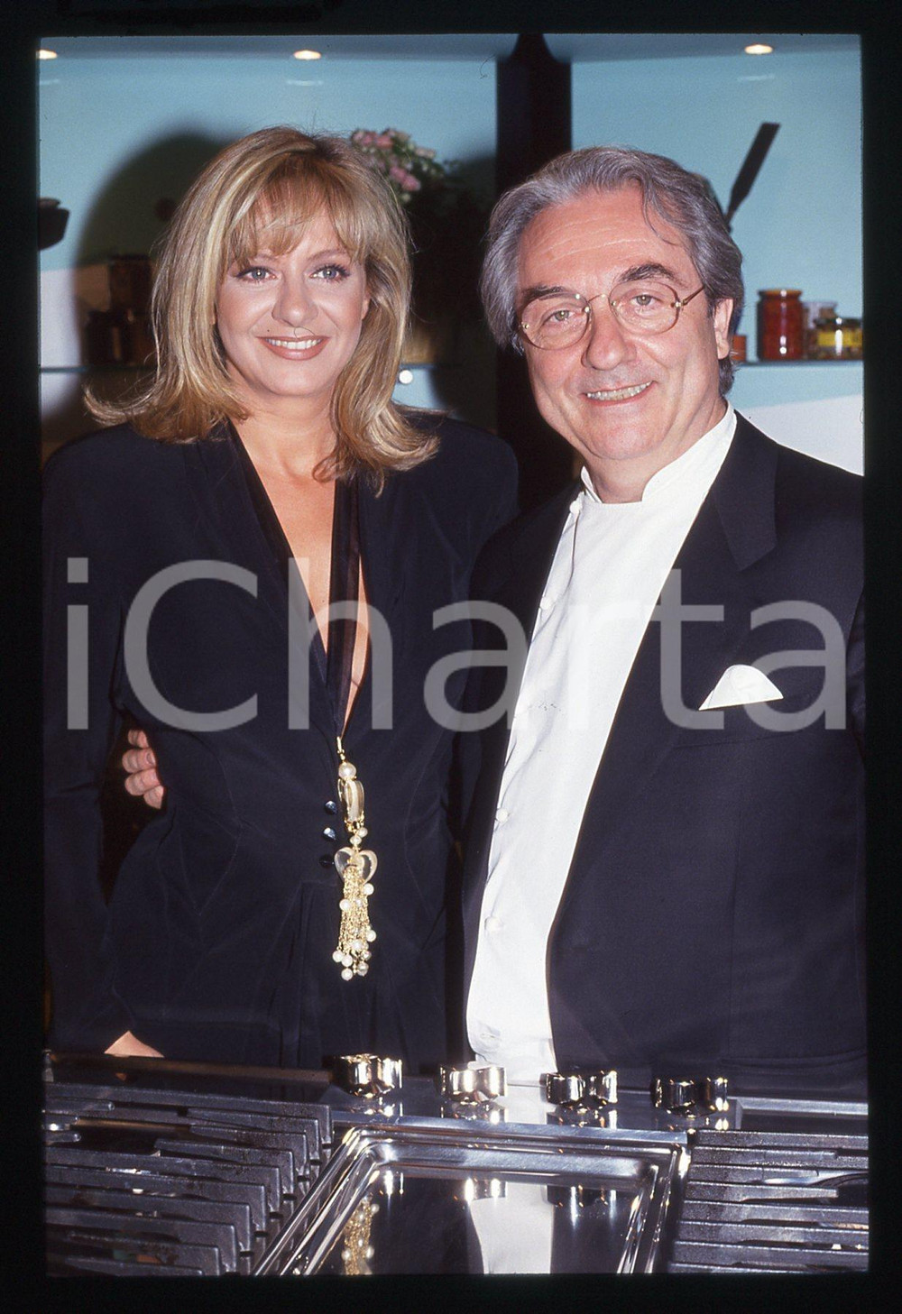 35mm vintage slide* 1993 RAI 2 - Gualtiero MARCHESI e Marina PERZY Ritratto (5)