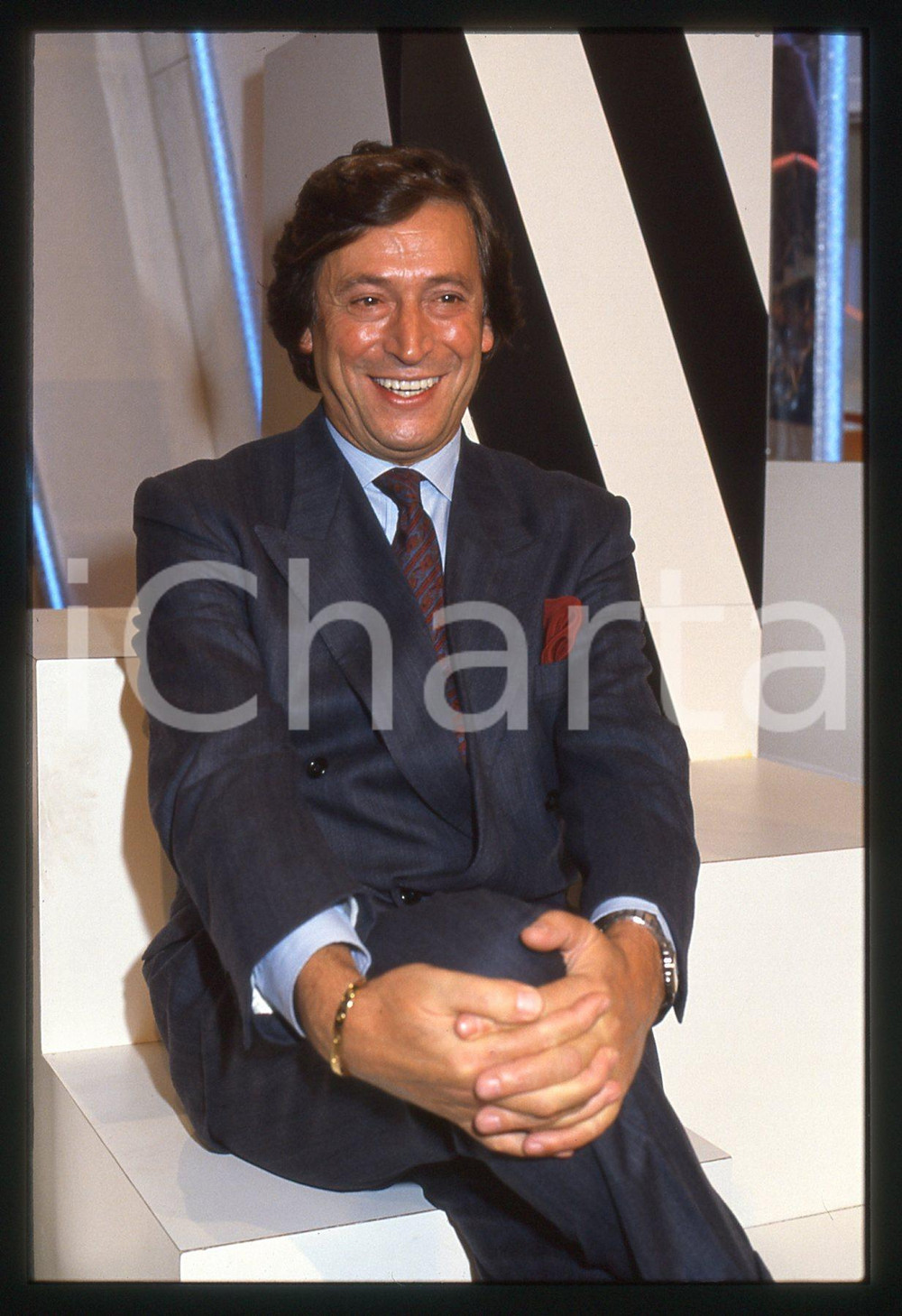 35mm vintage slide* 1986 RETE 4 - Guido ANGELI a UN FANTASTICO TRAGICO VENERDÌ 7