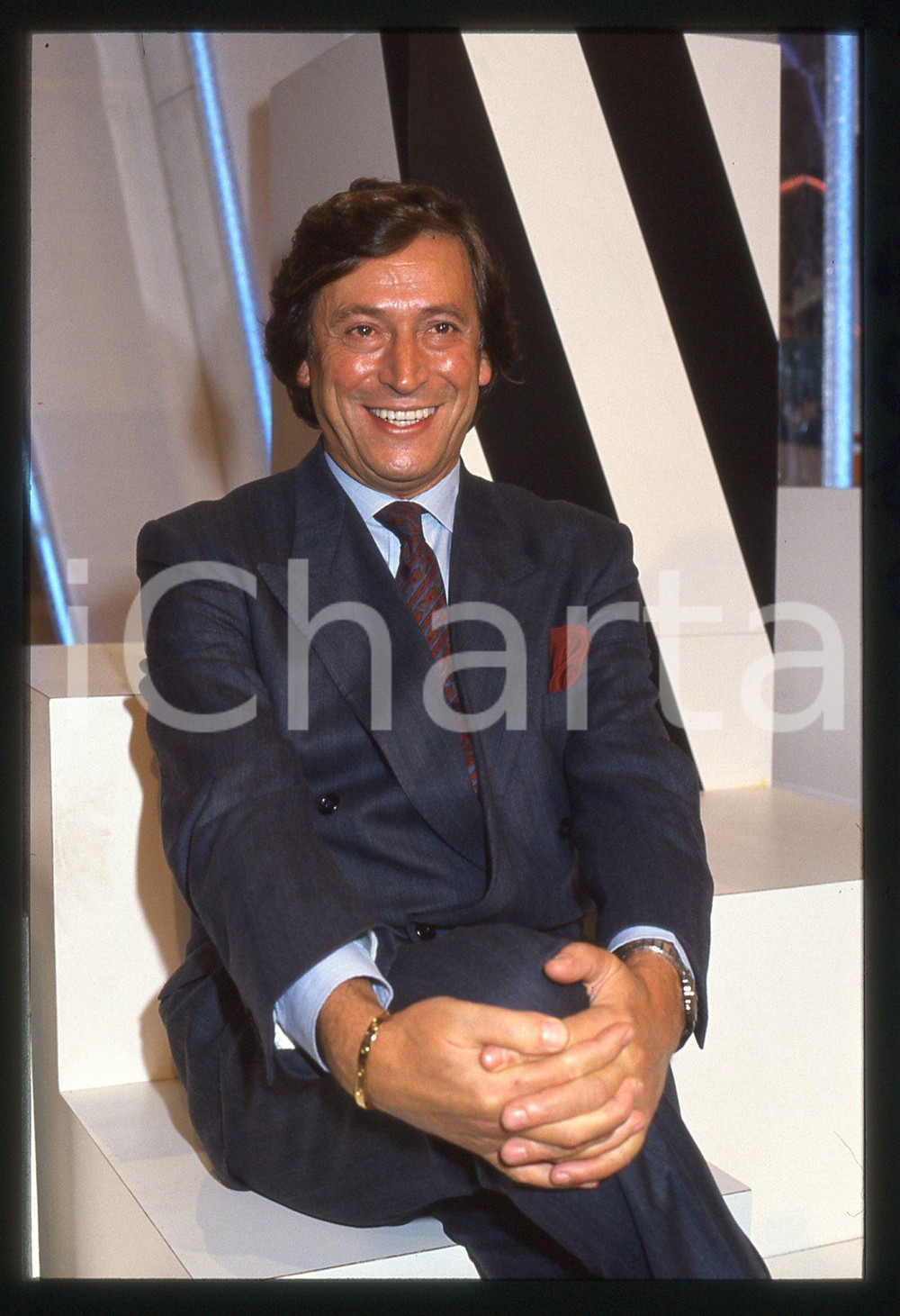 35mm vintage slide* 1986 RETE 4 - Guido ANGELI a UN FANTASTICO TRAGICO VENERDÌ 8