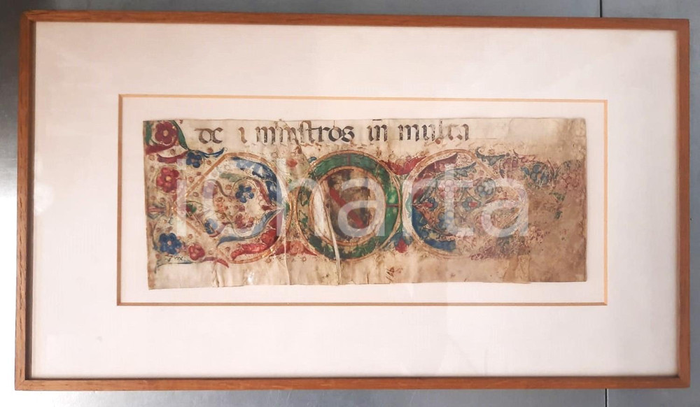 Sec. XV Frammento di antifonario miniato - Manoscritto *Cornice 51x29 cm