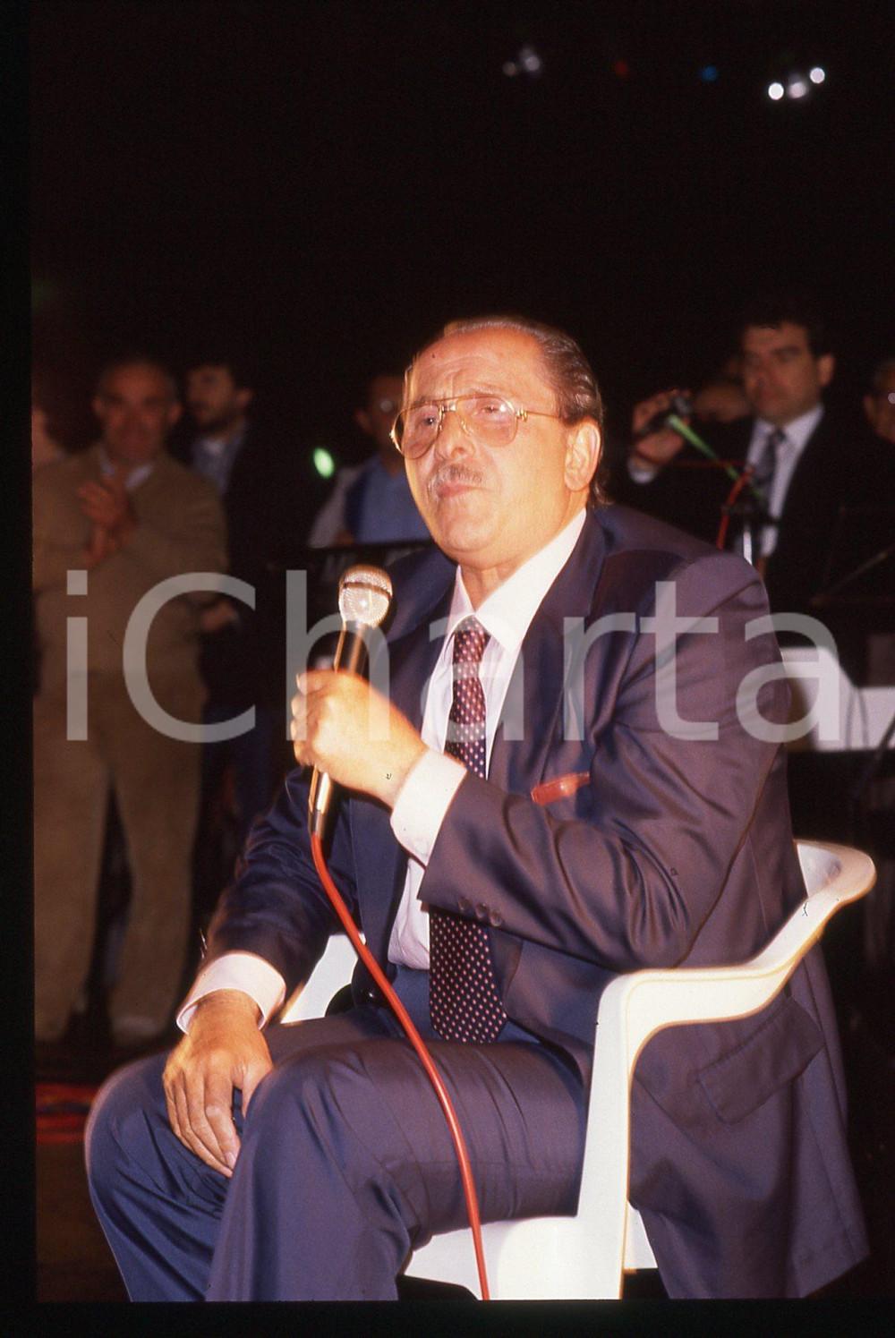 35mm vintage slide* 1989 MILANO Domenico MODUGNO canta ad un comizio del PSDI 67