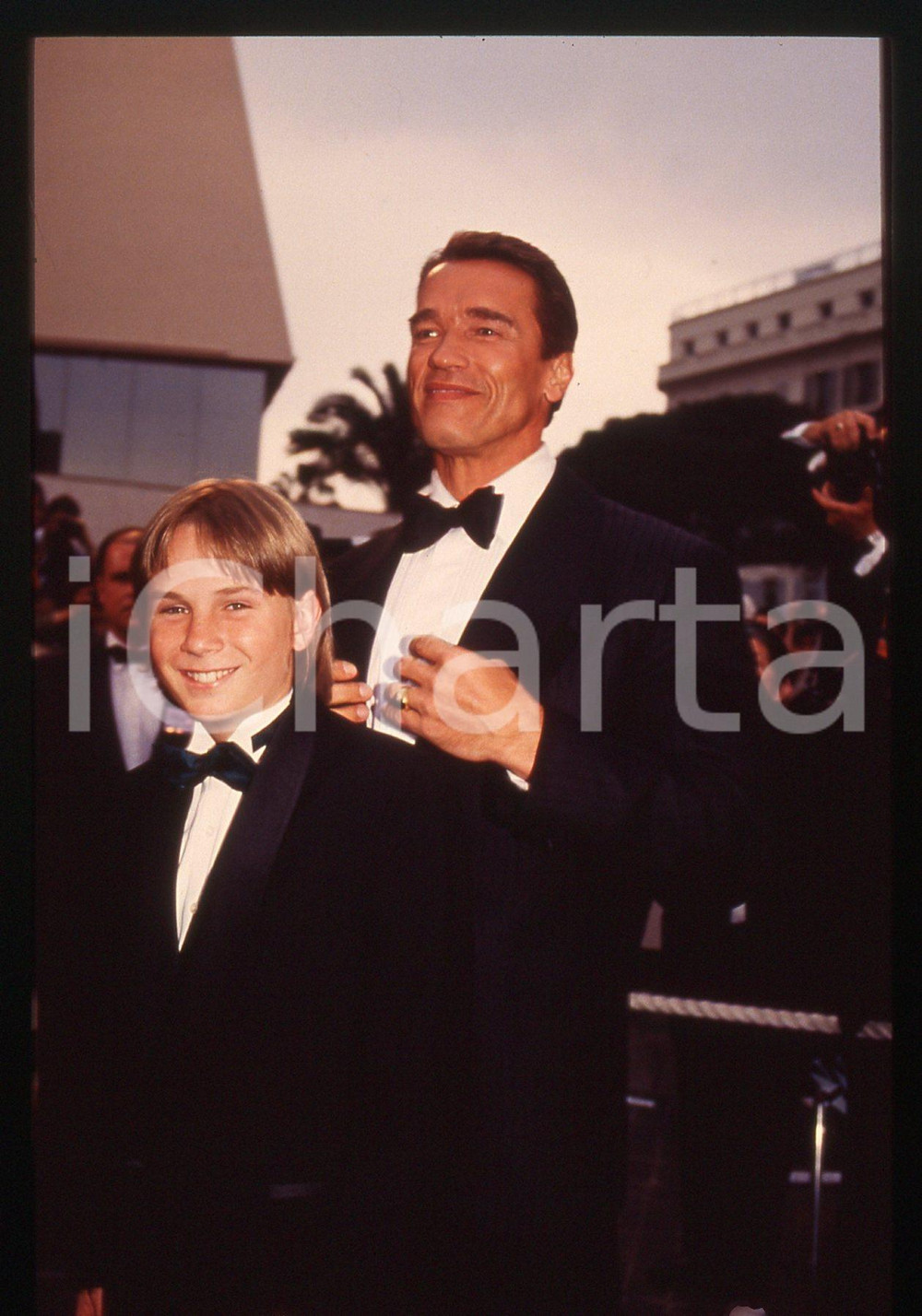 35mm vintage slide* 1993 FESTIVAL CANNES Arnold SCHWARZENEGGER Austin O'BRIEN 13