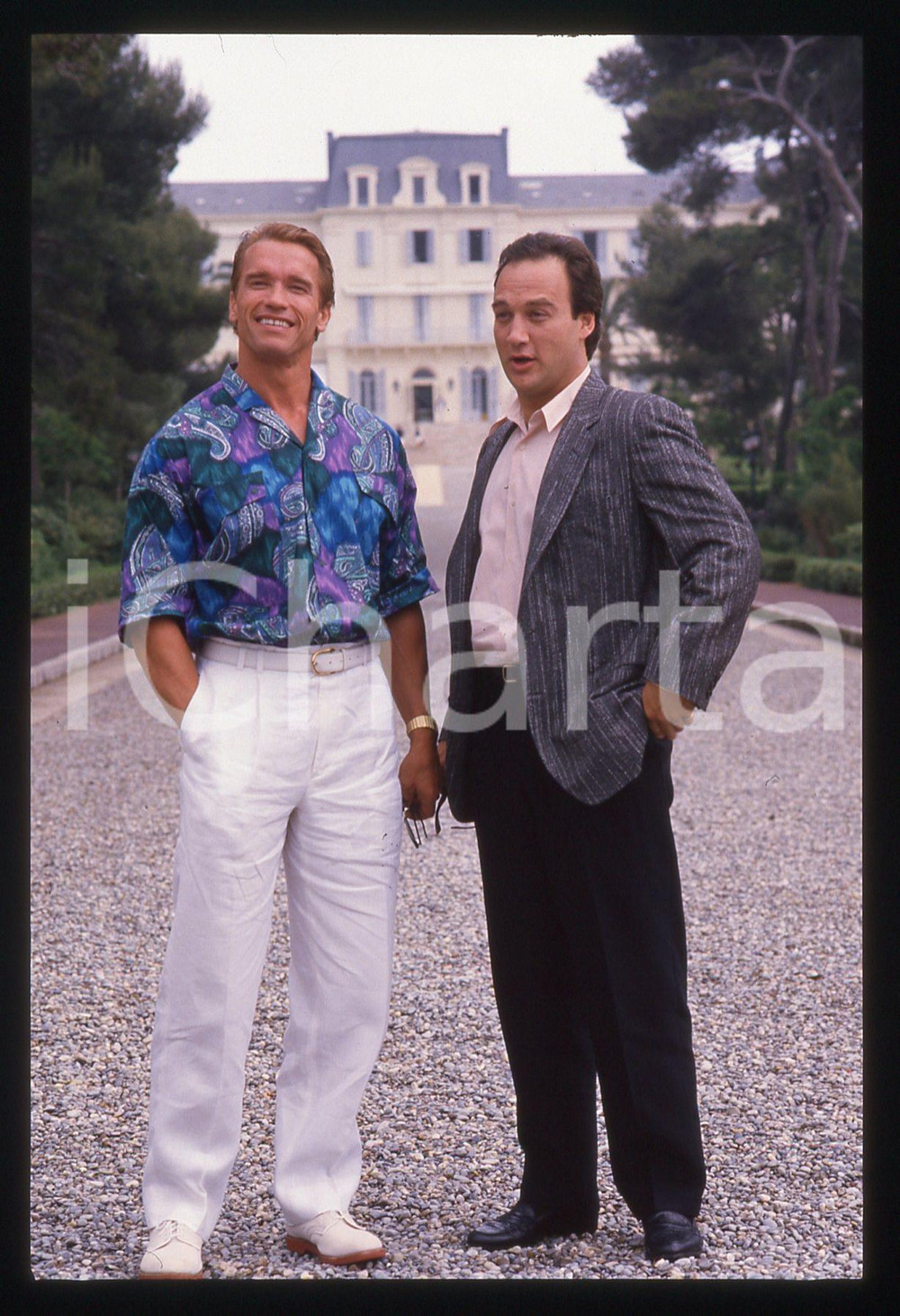 35mm vintage slide* 1988 CANNES - Arnold SCHWARZENEGGER e Jim BELUSHI (5)