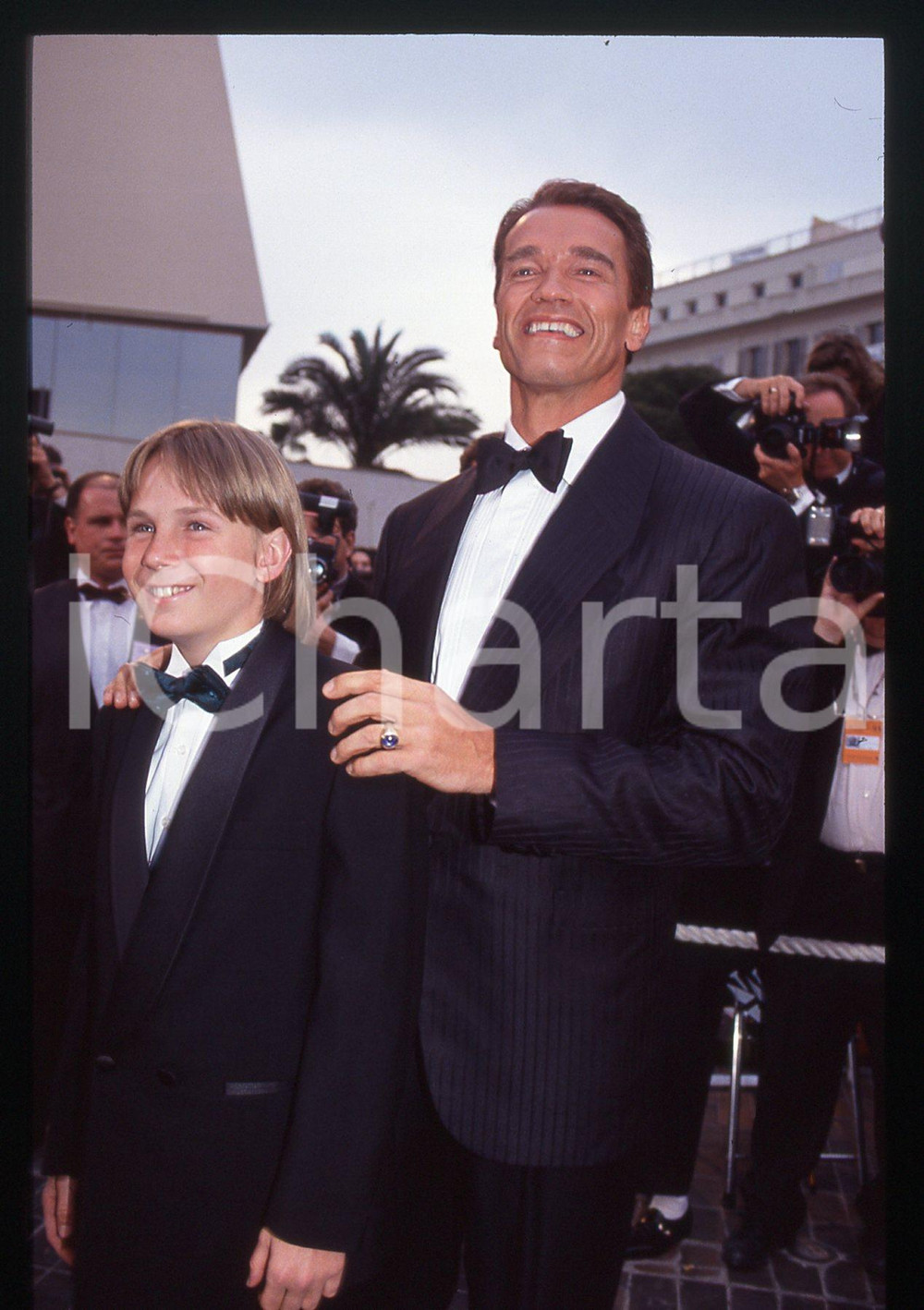 35mm vintage slide* 1993 FESTIVAL CANNES Arnold SCHWARZENEGGER Austin O'BRIEN 6