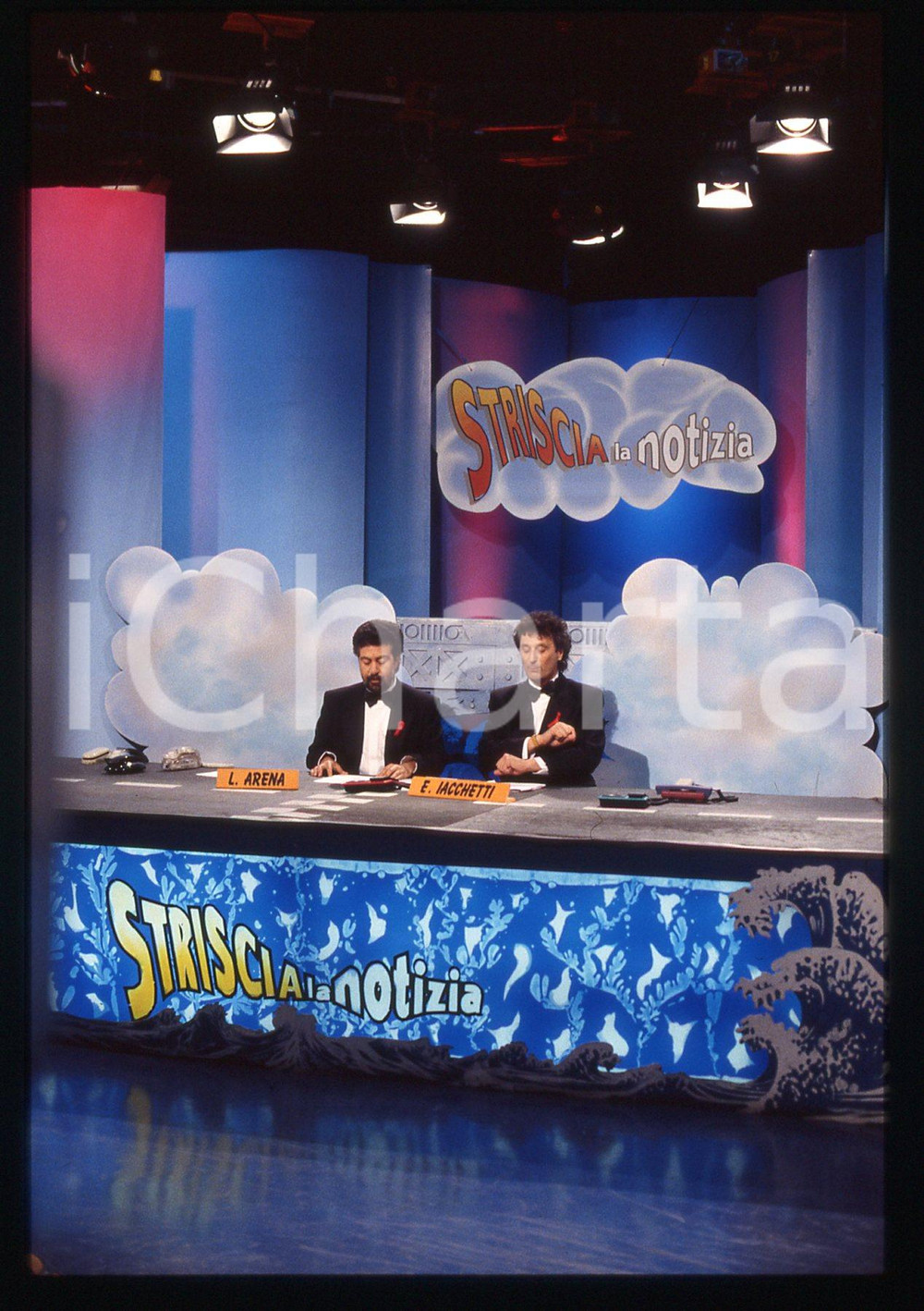 35mm vintage slide* 1995 STRISCIA LA NOTIZIA - Enzo IACCHETTI e Lello ARENA (7)