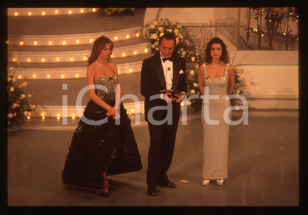 35mm vintage slide*1995 FESTIVAL SANREMO Anna FALCHI Claudia KOLL Pippo BAUDO 24