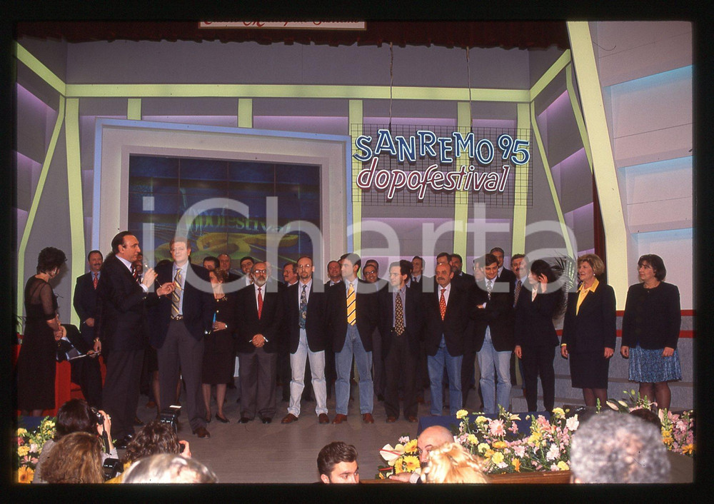 35mm vintage slide* 1995 FESTIVAL SANREMO - Serena DANDINI e Pippo BAUDO (3)