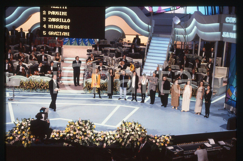 35mm vintage slide* 1994 FESTIVAL SANREMO Giorgio FALETTI GIORGIA Pippo BAUDO 2