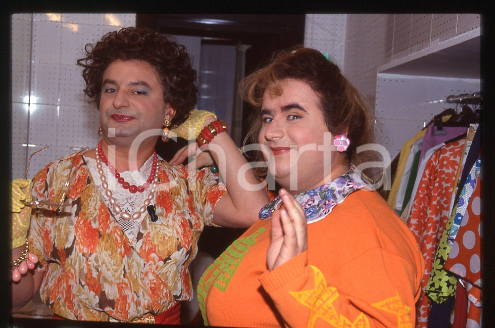 35mm vintage slide* 1992 STRISCIA LA NOTIZIA - Gianni FANTONI e Maurizio FERRINI