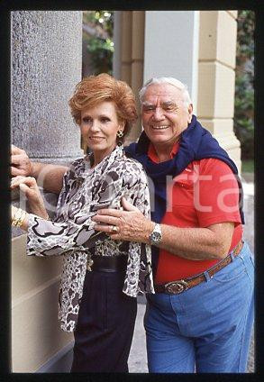 35mm vintage slide* 1999 ca ITALY Ernest BORGNINE American actor and wife (101)