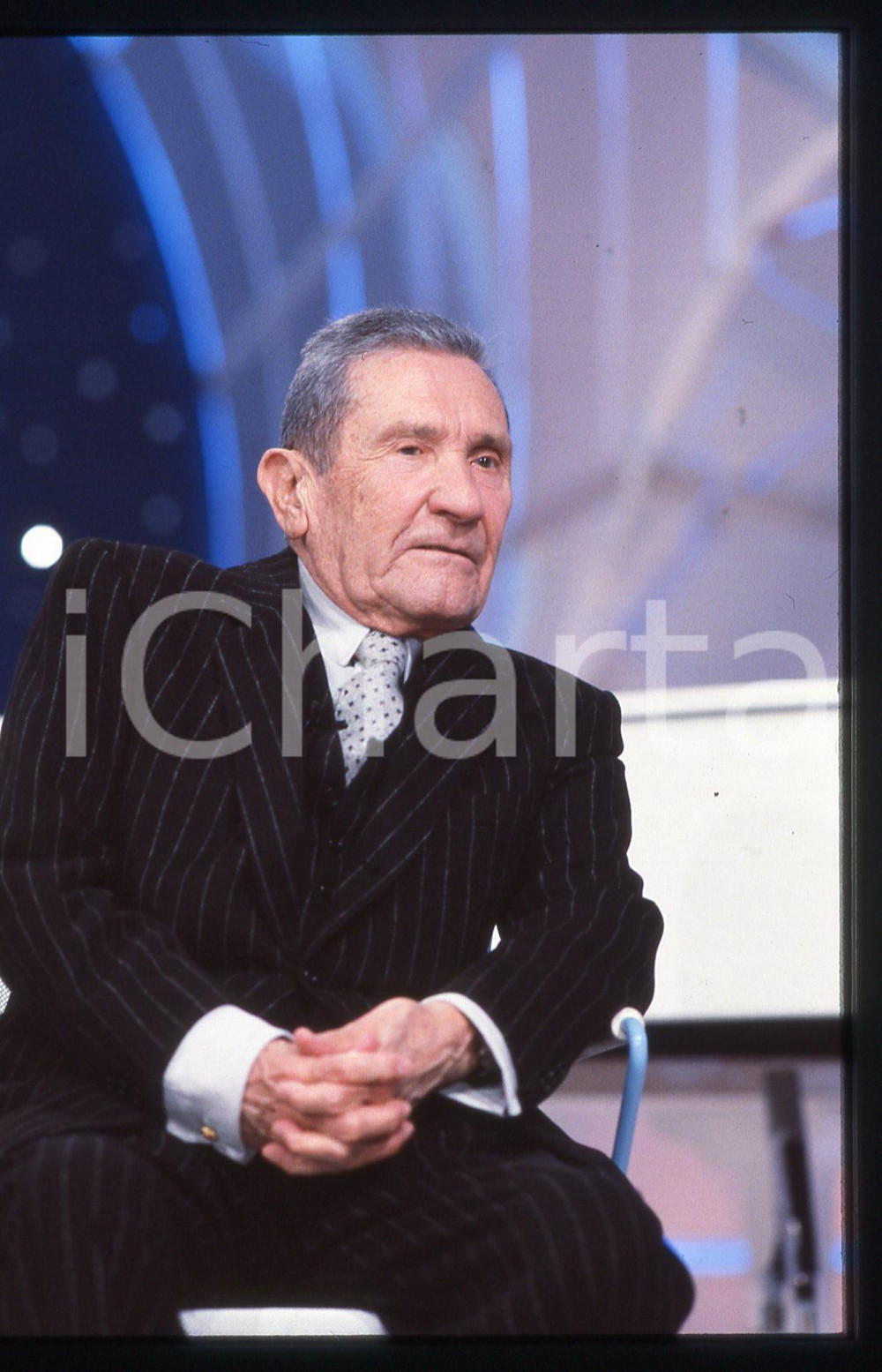 35mm vintage slide*1985ca TELEVISIONE Paolo STOPPA ospite in una trasmissione 2