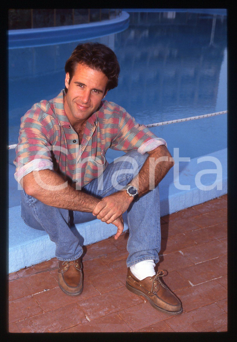 35mm vintage slide*1990 ca -COSTUME - Todd McKEE a bordo piscina