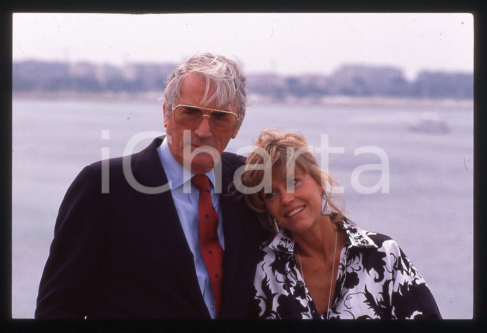 35mm vintage slide*1989 FESTIVAL CANNES - Jane FONDA e Gregory PECK Ritratto 10