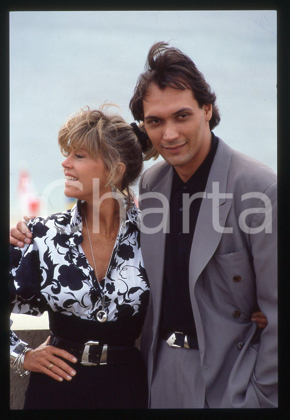 35mm vintage slide* 1989 FESTIVAL CANNES - Jane FONDA con Jimmy SMITS Ritratto 4