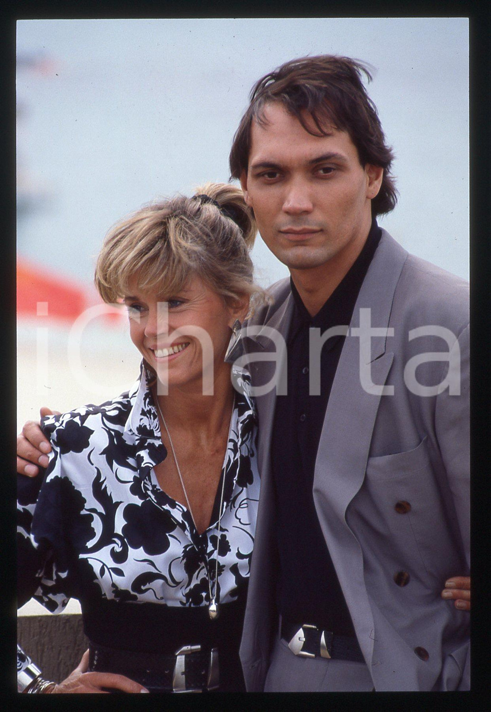 35mm vintage slide* 1989 FESTIVAL CANNES - Jane FONDA con Jimmy SMITS Ritratto 3