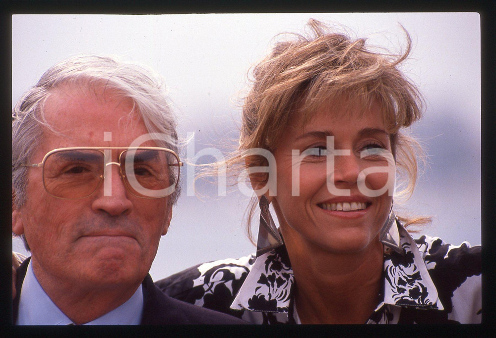 35mm vintage slide* 1989 FESTIVAL CANNES - Jane FONDA e Gregory PECK Ritratto 1