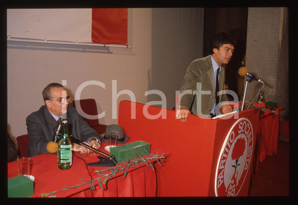Fotografia d epoca originale 35mm vintage slide 1987 ca Claudio MARTELLI Convegno PSI 5 1