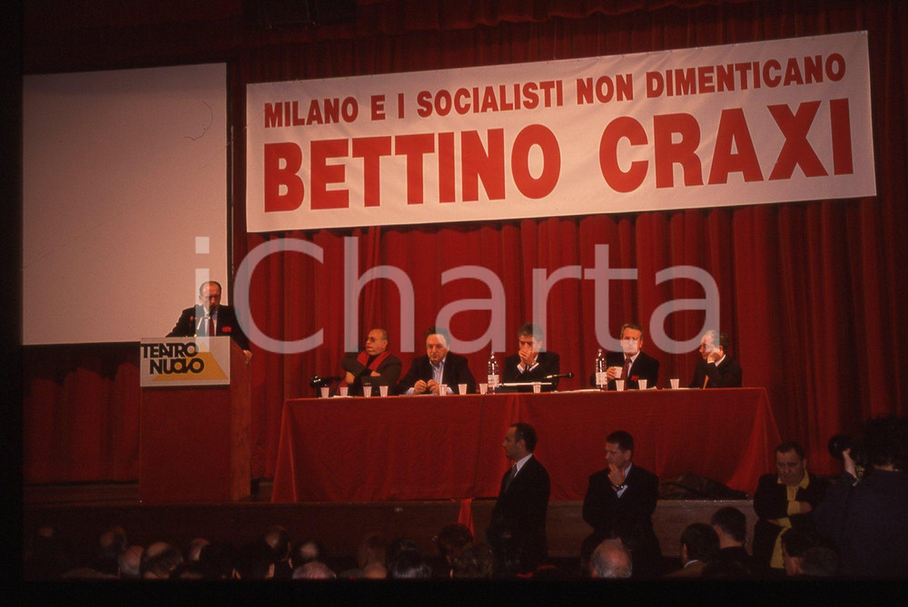 35mm vintage slide* 2000 MILANO Claudio MARTELLI Bobo CRAXI Teatro Nuovo (2)