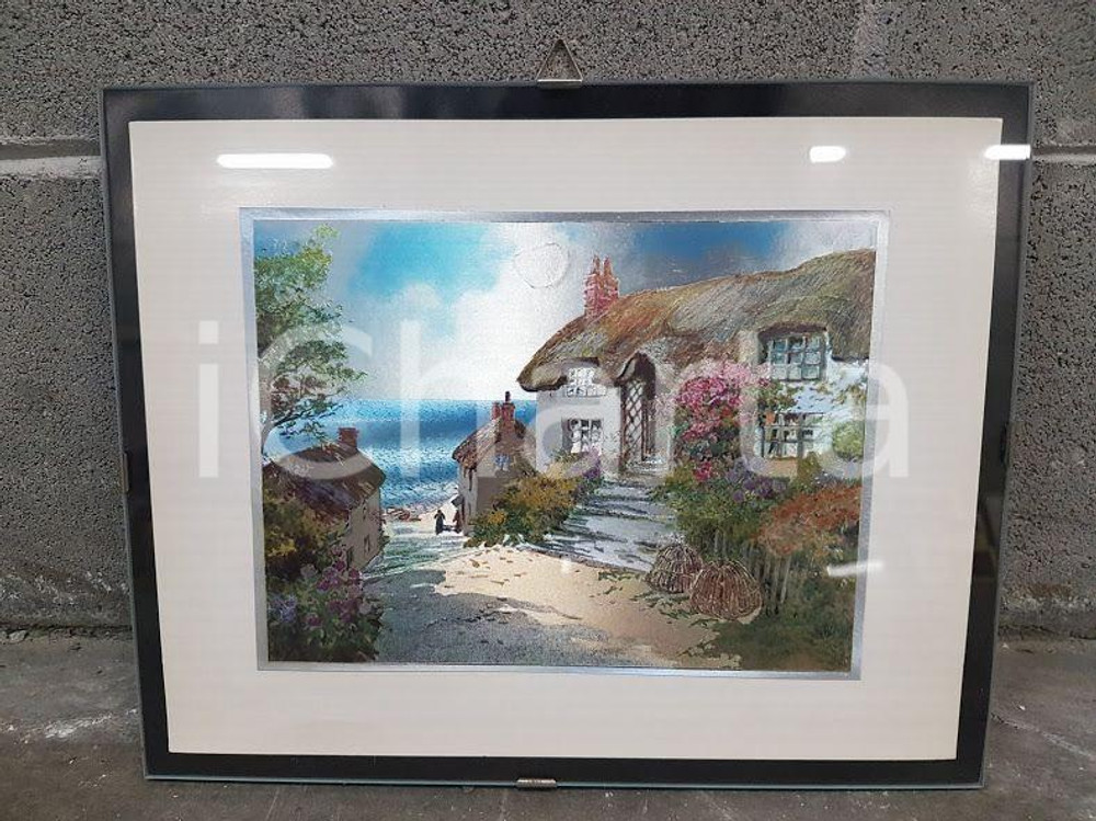 1970 VINTAGE casetta con tetto in paglia scorcio - Quadro 30 x 24 cm