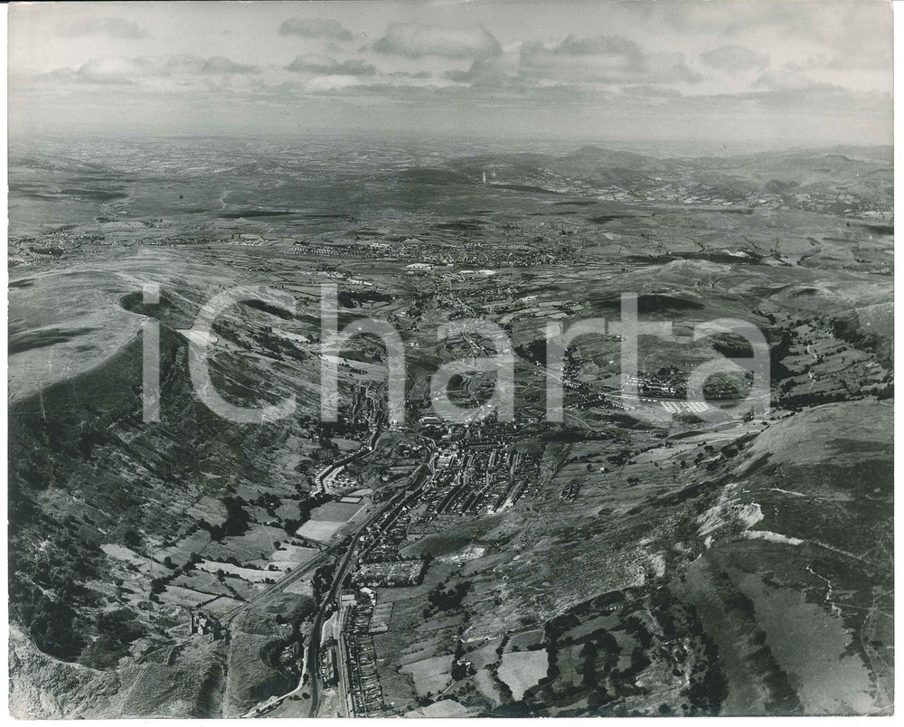 Fotografia d epoca originale 1955 ca EBBW VALE MONMOUTHSHIRE, WALES Aerial view Photo 25x21 cm 1