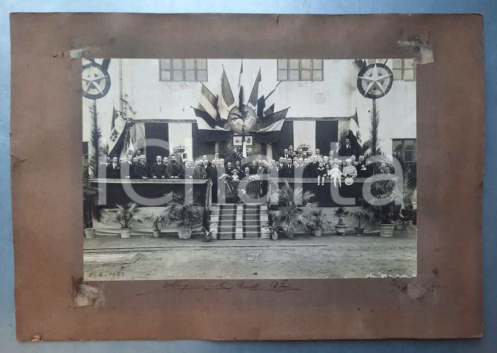 Fotografia d epoca originale 1923 CREMONA Ditta CAVALLI & POLI Cornici Foto di gruppo  AUTOGRAFI  Foto RARA 1