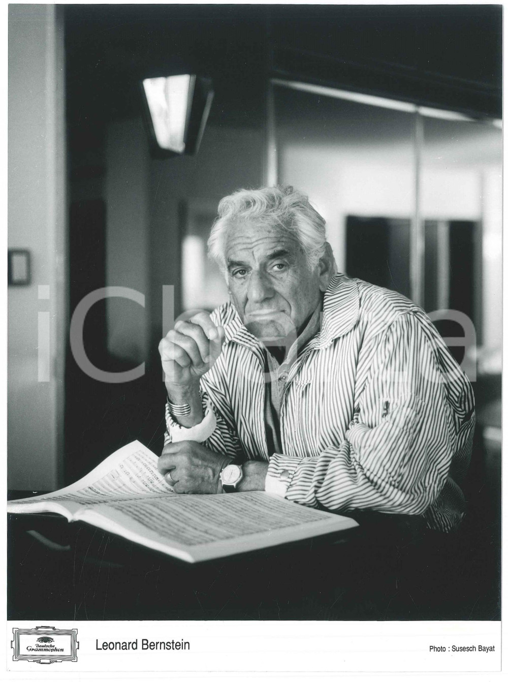 Fotografia d epoca originale 1980 ca MUSICA Leonard BERNSTEIN Ritratto  Foto DEUTSCHE GRAMMOPHON 6 1