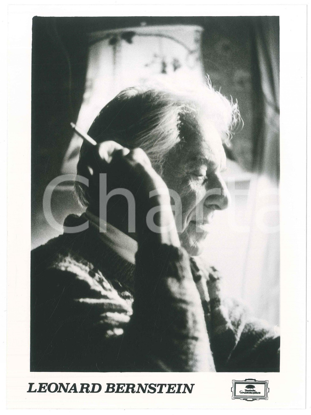 Fotografia d epoca originale 1980 ca MUSICA Leonard BERNSTEIN Ritratto  Foto DEUTSCHE GRAMMOPHON 5 1