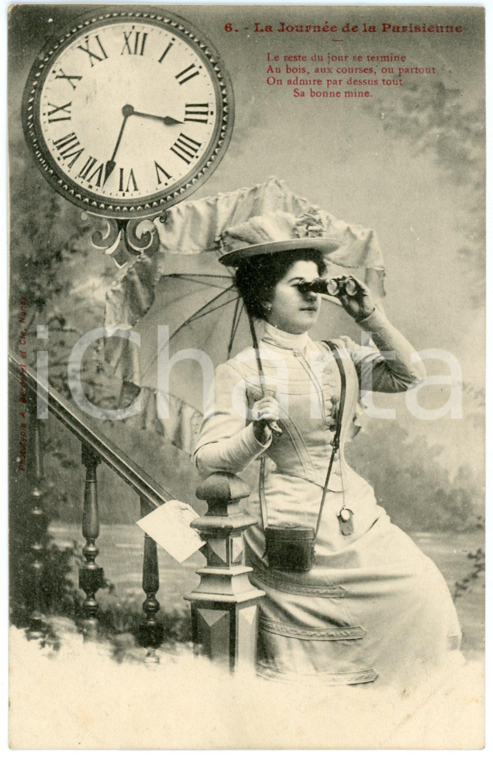 1900 ca FRANCE La journÃ©e de la Parisienne - Aux courses *Postcard nÂ°6  Cartolina postale d'epoca, viaggiata. GOOD/buono  Formato: 9x14 cm originale e autentica 1
