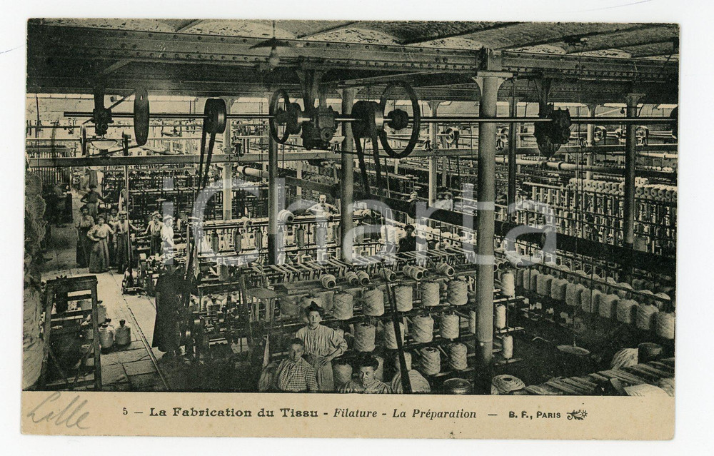 1912 LILLE Fabrication du Tissu - Filature - La Préparation - Carte Postale FP  Cartolina postale d'epoca, viaggiata.CONDIZIONI: FFORMATO: FP    originale e autentica 1