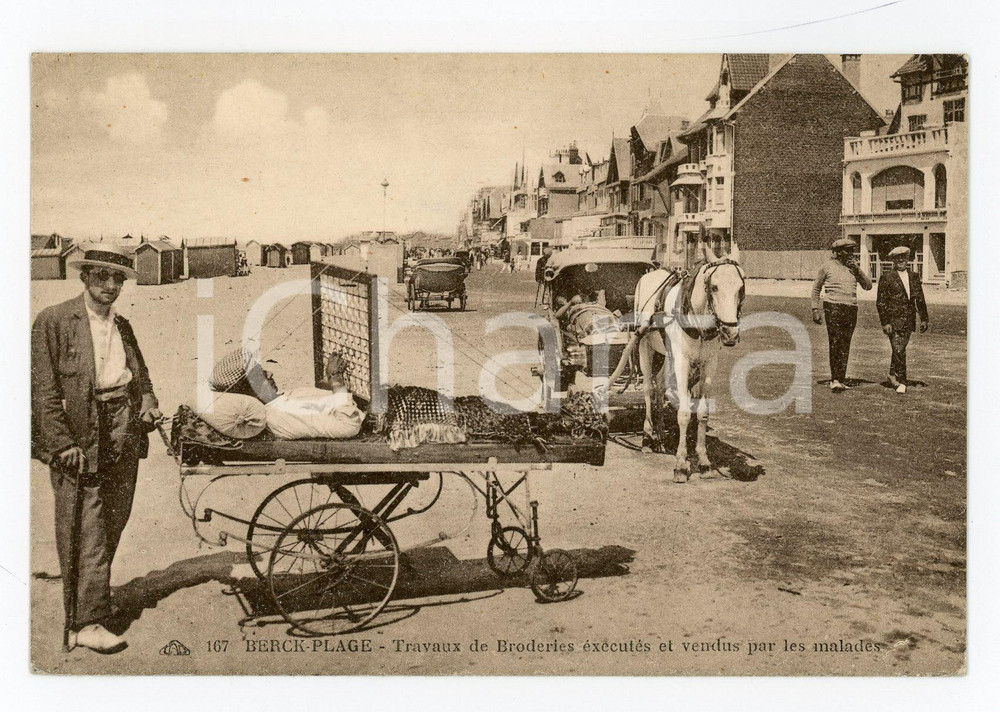 1910ca BERCK PLAGE Travaux de broderies éxecutés par les malades - Carte Postale  Cartolina postale d'epoca, viaggiata.CONDIZIONI: FFORMATO: FP    originale e autentica 1