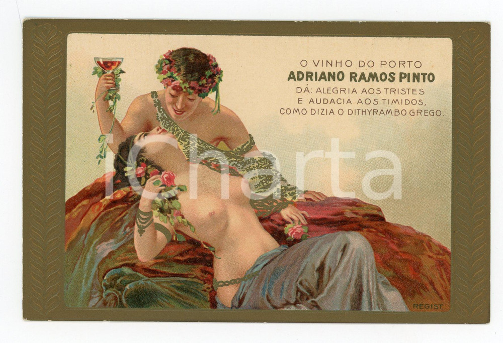 1910 ca PORTUGAL - ADRIANO RAMOS PINTO O vinho do porto ILLUSTRATED Postcard FP  Cartolina postale d'epoca, con parti in rilievo, non viaggiata.CONDIZIONI: FFORMATO: FP    originale e autentica 1