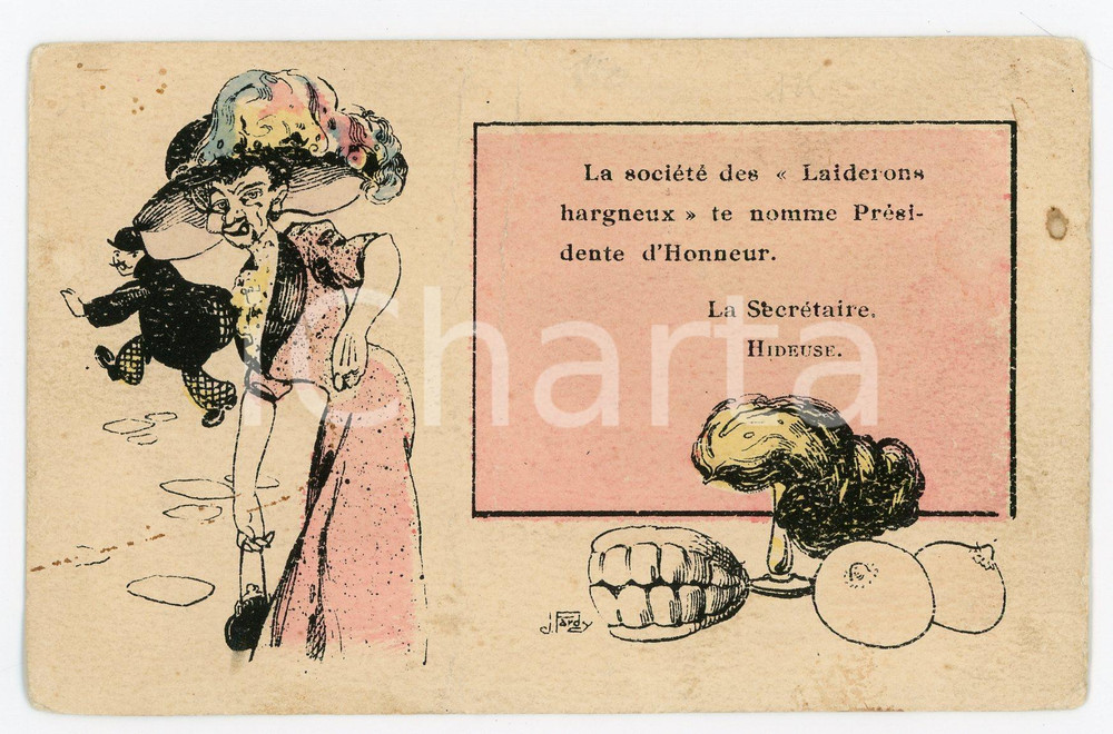 Cartolina originale da collezione 1910ca FRANCE COSTUMES SociÃ©tÃ© des Laiderons hargneux ILLUSTRATED Postcard FP NV 1