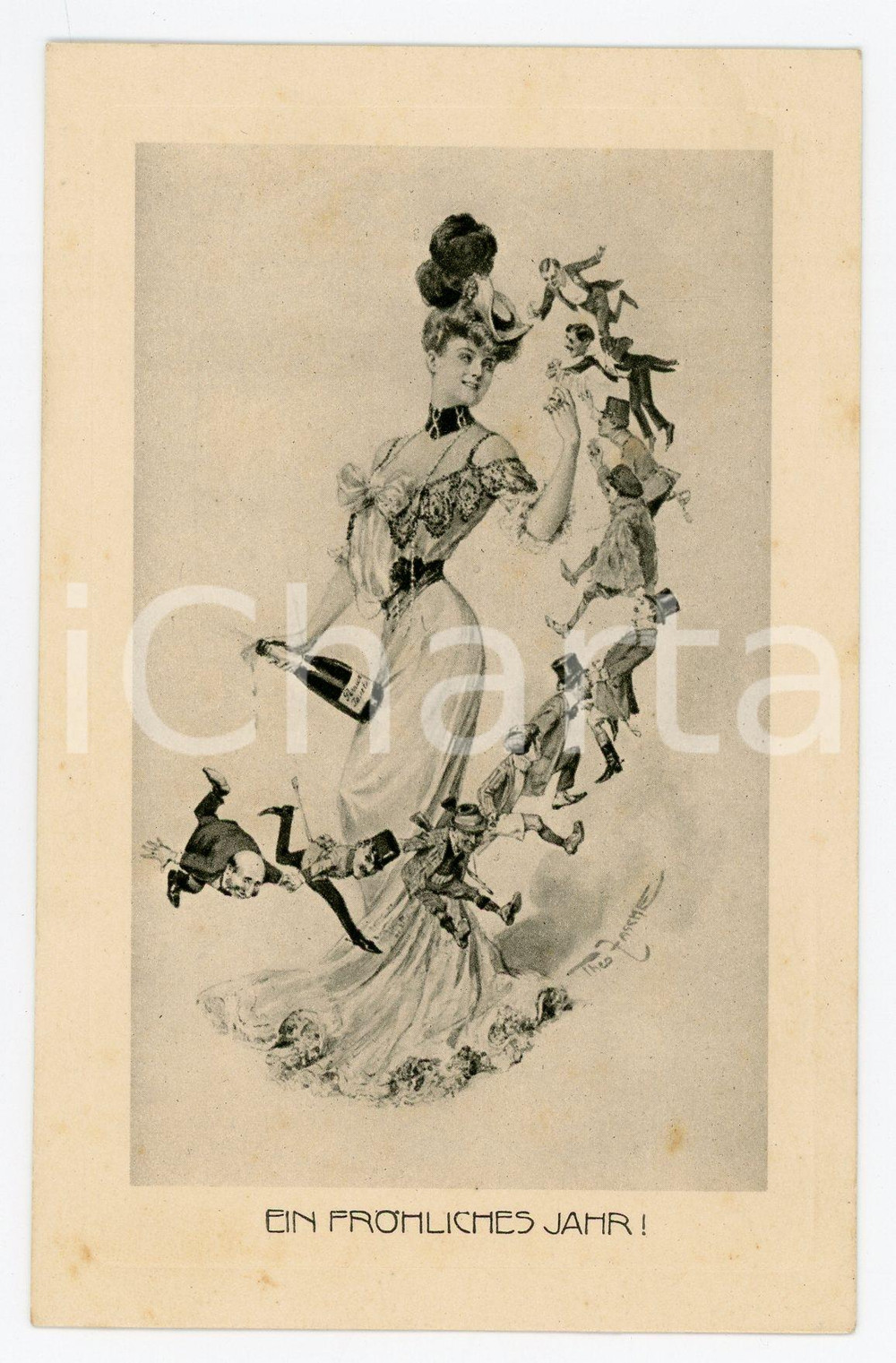 1910 ca DEUTSCHLAND Ein frohliches jahr - Illustration by Theo ZASCHE Postcard  Cartolina d'epoca, non viaggiata.CONDIZIONI: FFORMATO: FP    originale e autentica 1