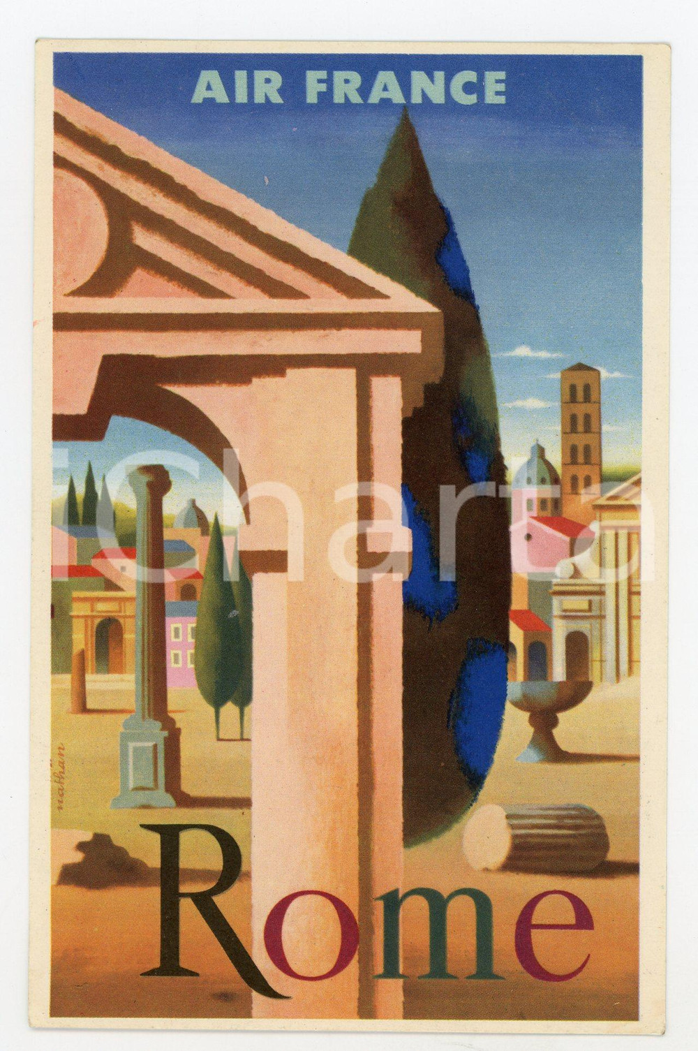 1950 ca AIR FRANCE Rome - Carte postale ILLUSTRÉE FG NV  Cartolina postale d'epoca, non viaggiata.CONDIZIONI: FAIRFORMATO: FG    originale e autentica 1